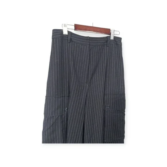 Anthropologie TwentySixHundred Navy Striped Wide Leg Dress Pants SZ 6 High Waist - Picture 3 of 14
